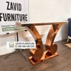 Meja Konsul Bentuk Nada Stainless Rose Gold