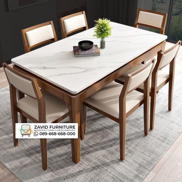 Meja Makan Kayu Marmer Putih Minimalis Meja Makan Kayu Marmer Putih Minimalis