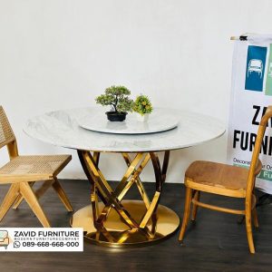 Meja Makan Marmer Bulat 4 Kursi 2 Meja Makan Marmer 4 Kursi Bulat