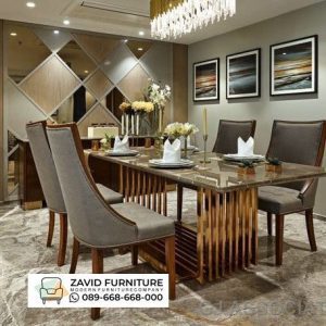 Meja Makan Stainles Gold Mantap