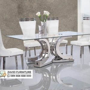 Meja Makan Stainles Marmer Silver Meja Makan Stainles Marmer Silver