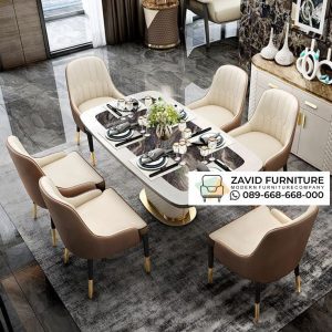 Meja Marmer 6 Kursi Set Bogor