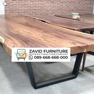 Meja Trembesi Besar Kaki Besi Kokoh Kuat