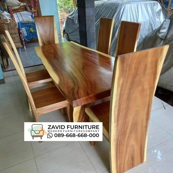 Meja Trembesi Besar Set Kursi Sandaran Tinggi Meja Trembesi Besar Set Kursi Sandaran Tinggi