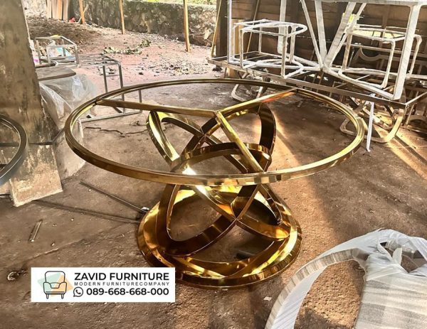 Rangka Kaki Meja Stainless Bulat Gold2 Rangka Kaki Meja Stainless Bulat Gold