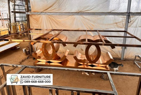 Rangka Kaki meja Makan Stainless Rose Gold Mewah 3 Rangka Kaki Meja Makan Stainless Rose Gold Mewah