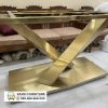 Kaki Meja Makan Stainles Model Silang Warna Gold
