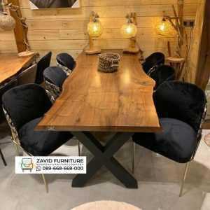 Meja Kaki Besi Kayu Utuh Model Silang Meja Kaki Besi Kayu Utuh Model Silang