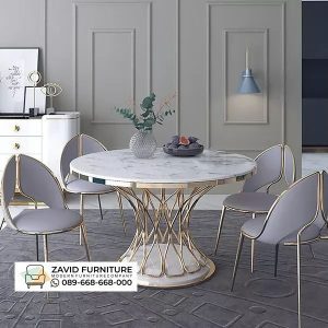 Meja Makan Bulat Rangka Stainless