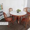 Meja Makan Marmer Bulat Kayu Jati 4 Kursi Rotan Meja Makan Marmer Bulat Kayu Jati 4 Kursi Rotan
