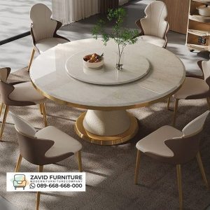 Meja Makan Marmer Bulat Mewah 6 Kursi Meja Makan Marmer Bulat Mewah 6 Kursi