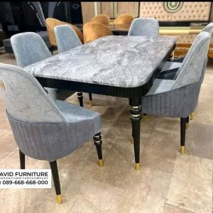Meja Makan Marmer Motif Kaki Kayu Meja Makan Marmer Motif Kaki Kayu