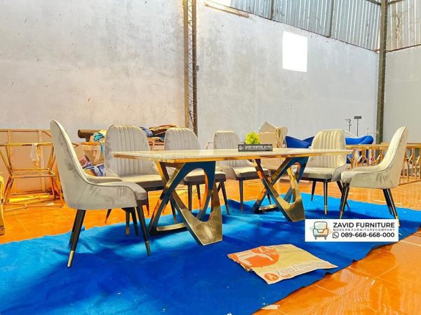 Meja Makan Marmer Stainless Meja Makan Marmer Stainless