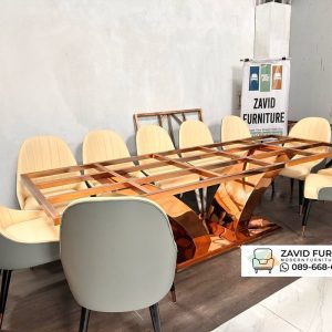 Meja Makan Stainles 10 Kursi Rose Gold Meja Makan Stainless 10 Kursi Rose Gold