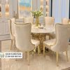 Meja Makan Stainless Bulat Modern 6 Kursi Meja Makan Stainless Bulat Modern 6 Kursi