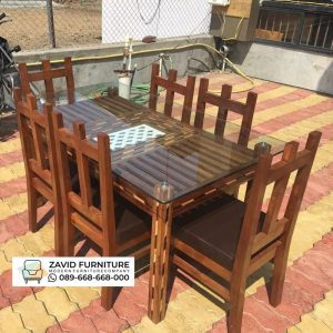 Meja Minimalis Kayu Jati Kombinasi Kaca 6 Kursi Meja Minimalis Kayu Jati Kombinasi Kaca 6 Kursi