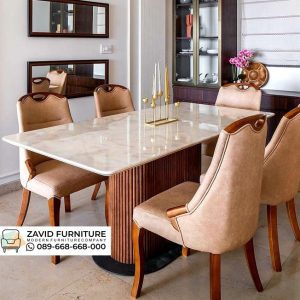 Minimalis Meja Makan Marmer Kaki Kayu Denpasar Minimalis Meja Makan Marmer Kaki Kayu Denpasar