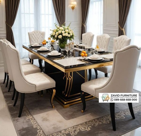 Modern Meja Makan Marmer Nuansa Hitam Modern Meja Makan Marmer Nuansa Hitam