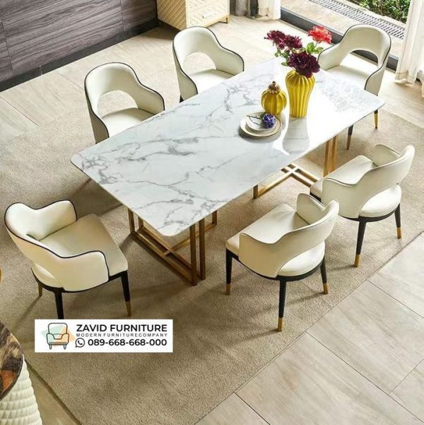 Set 8 Kursi Modern Meja Marmer Carrara Set 8 Kursi Modern Meja Marmer Carrara