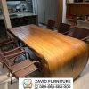 Meja Kayu Solid Utuh Lengkung