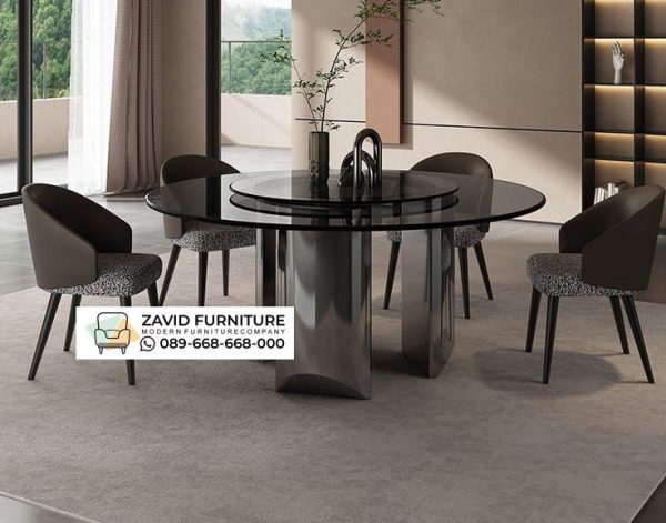 Meja Makan Modern Bulat Kaki Stainless Meja Makan Modern Bulat Kaki Stainless