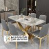 Meja Makan Set 6 Kursi Kaki Stainless Meja Makan Set 6 Kursi Kaki Stainless