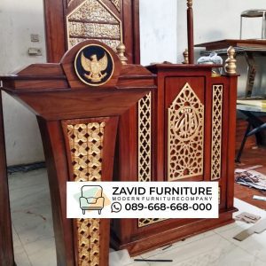 Mimbar Masjid Minimalis Kayu Jati Alami