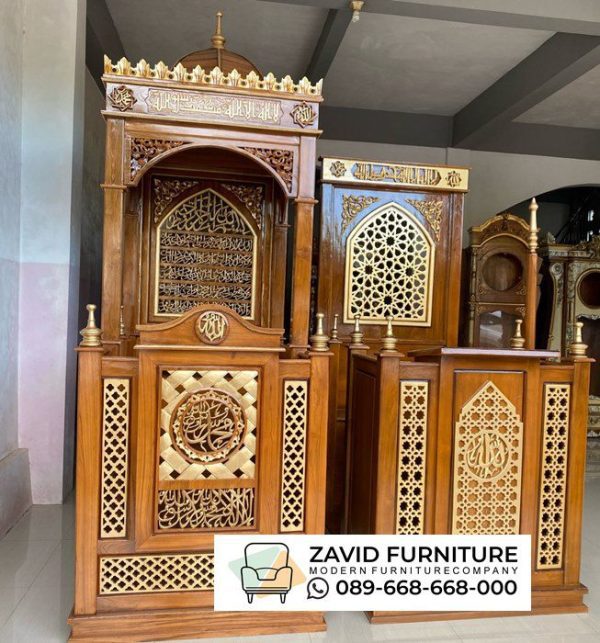 Mimbar Masjid Modern Kayu Jati Di Riau Mimbar Masjid Modern Kayu Jati Di Riau