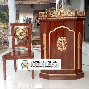 Podium Mimbar Masjid Kayu Jati Kaligrafi Podium Mimbar Masjid Kayu Jati Kaligrafi