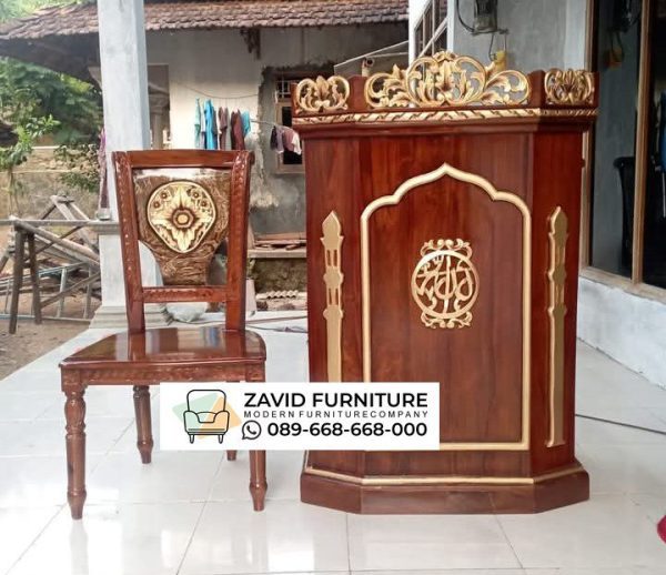 Podium Mimbar Masjid Kayu Jati Kaligrafi Podium Mimbar Masjid Kayu Jati Kaligrafi