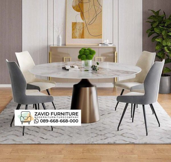 Meja Makan Marmer Bulat 4 Kursi Meja Makan Marmer Bulat 4 Kursi