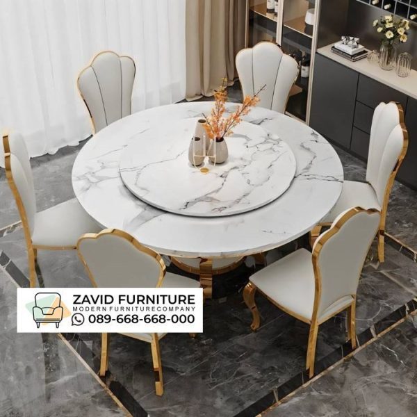 Meja Makan Marmer Bulat 6 Kursi 5 Meja Makan Marmer Bulat 6 Kursi