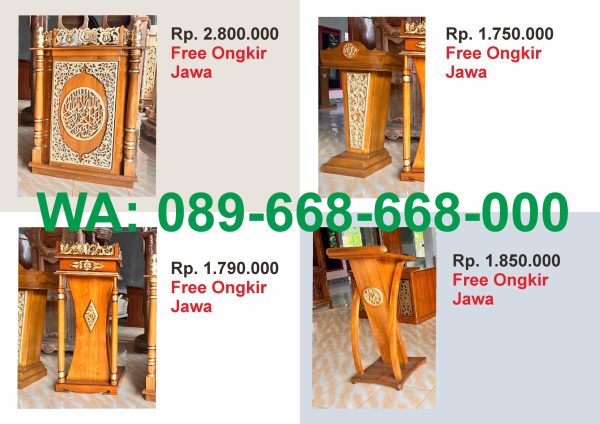 Podium Ukir Harga Mimbar Masjid Kayu