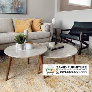 Meja Marmer Bulat Kayu