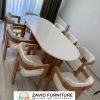 Meja Makan Marmer Kayu Jati Modern