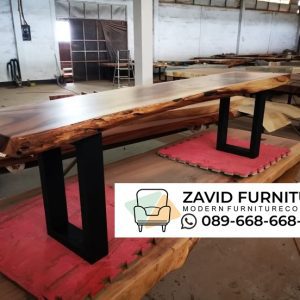 Bangku Panjang Kayu Kaki Besi