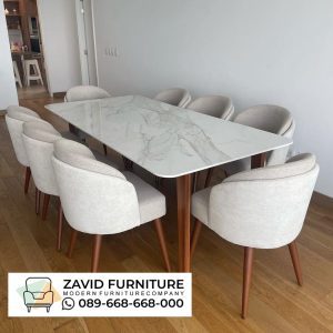 Meja Minimalis Marmer Kayu Jati