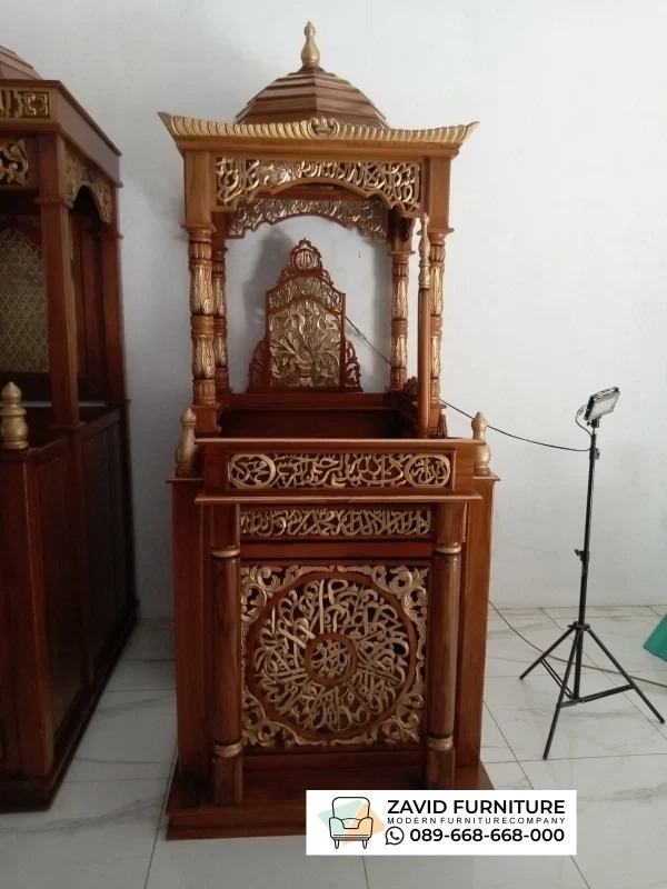 Desain Mimbar Masjid Mewah Ukiran Kaligrafi Desain Mimbar Masjid Mewah Ukiran Kaligrafi