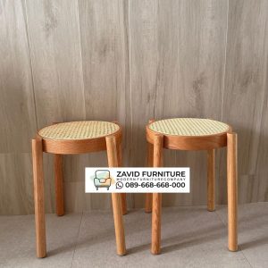 Kursi Stool Bulat Jati Kombinasi Rotan Kursi Stool Bulat Jati Kombinasi Rotan