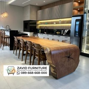 Meja Kayu Solid Lengkung
