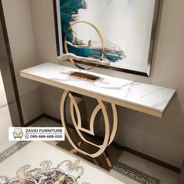 Meja Konsul Marmer Kaki Stainless Gold Bekasi Meja Konsul Marmer Kaki Stainless Gold Bekasi