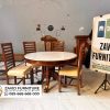 Meja Makan Marmer Bulat 4 Kursi Kayu Jati