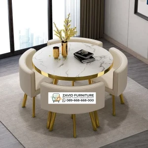 Meja Makan Marmer Bulat Kaki Stainless Mewah Pemalang Meja Makan Marmer Bulat Kaki Stainless Mewah Pemalang