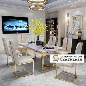 Meja Makan Marmer Kaki Stainless Temanggung Meja Makan Marmer Kaki Stainless Temanggung