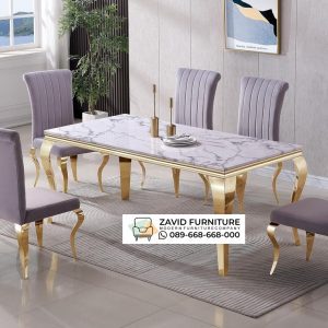 Meja Makan Marmer Stainless Mewah Wonogiri Meja Makan Marmer Stainless Mewah Wonogiri