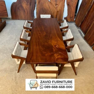 Meja Kayu Utuh Trembesi 8 Kursi