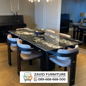 Meja Makan Marmer Hitam