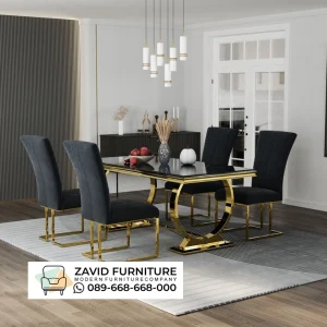 Meja Makan Marmer Hitam 6 Kursi Mewah Meja Makan Marmer Hitam 6 Kursi Mewah