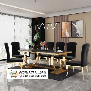 Meja Makan Marmer Hitam Elegant