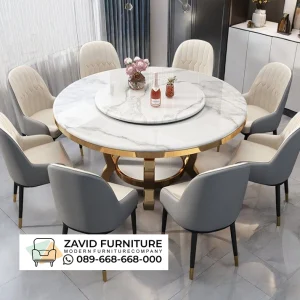 Meja Makan Marmer Mewah 8 Kursi